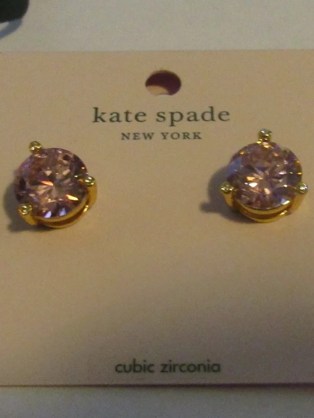 KATE SPADE Girly Pink Blush Stud Pierced Earrings NEVER WORN Cubic Zirconia